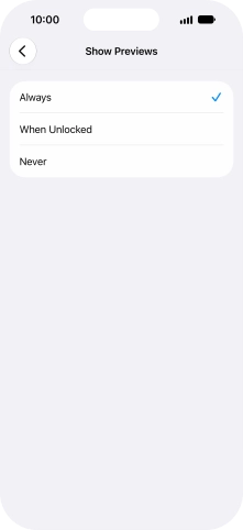 To select notification preview on the lock screen, press Always.