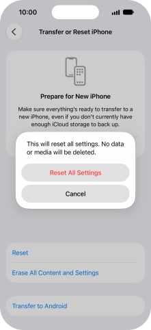 Press Reset All Settings.