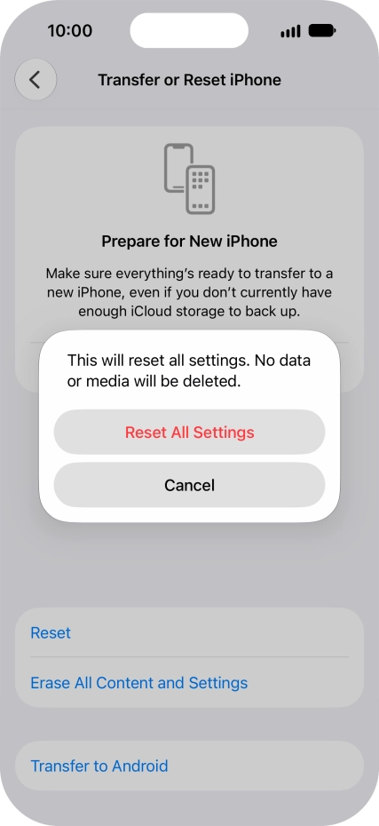 Press Reset All Settings.