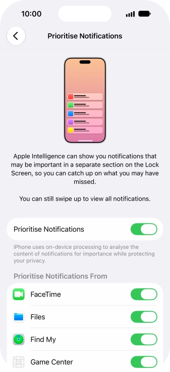 Press the indicator next to 