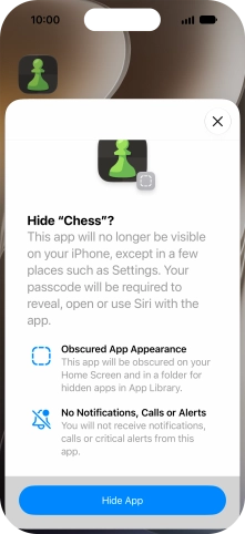 Press Hide App.