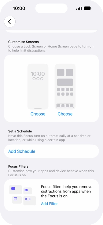 Press Add Schedule and follow the instructions on the screen to select settings for automatic activation of Do Not Disturb.