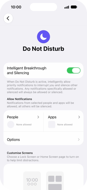 Press People and follow the instructions on the screen to select which contacts you would like to receive calls and notifications from when Do Not Disturb is turned on.