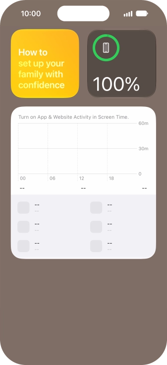 Slide your finger up or down on the screen to see more widgets.