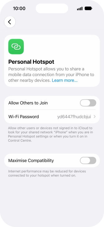 Press Wi-Fi Password and key in the required password.