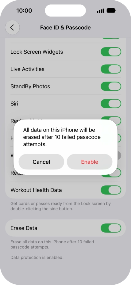 If you turn on the function, press Enable.