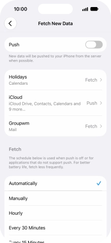 If you turn off the function, press the required setting.