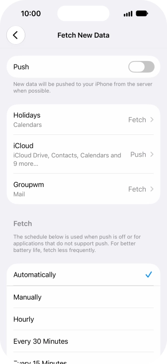 If you turn off the function, press the required setting.