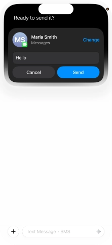 If an app is open on your phone, such as Messages, you can also use the functions available here, e.g.: REPLY [text].