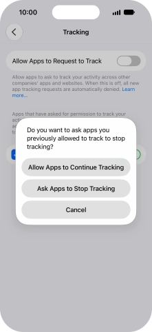 If you turn off the function, press the required setting.