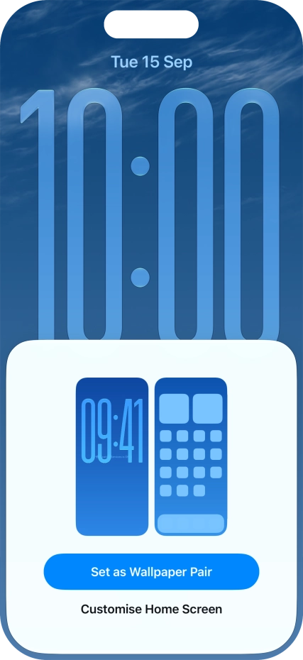 To use the same colour theme on the home screen, press Set as Wallpaper Pair.
