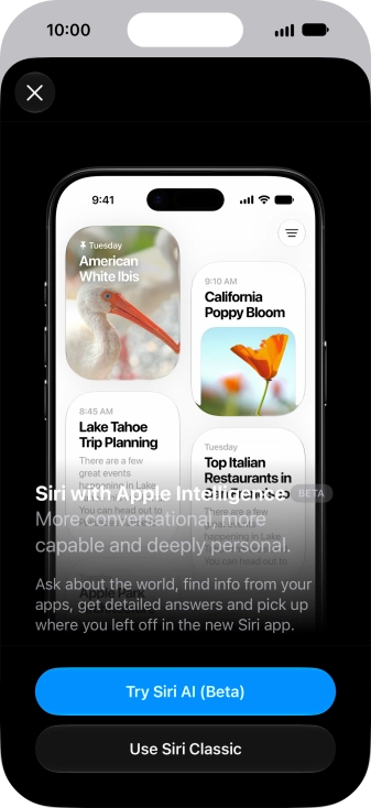 Press Try Siri AI and follow the instructions on the screen to turn on the function.