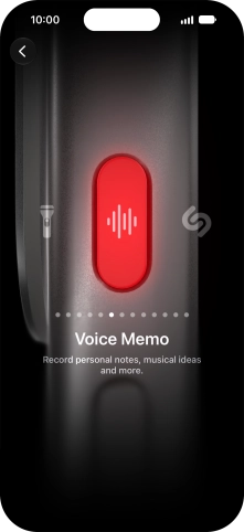 Slide your finger right or left on the screen to select the required function.