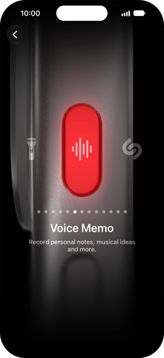 Slide your finger right or left on the screen to select the required function.