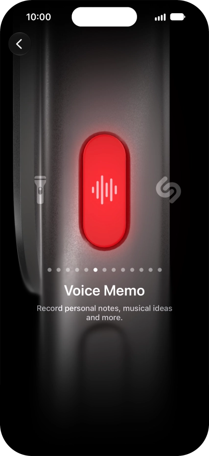 Slide your finger right or left on the screen to select the required function.