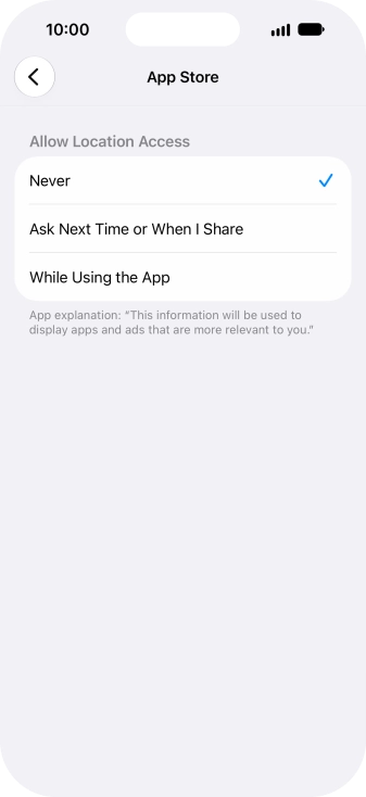 Press the required setting to turn the function on or off.