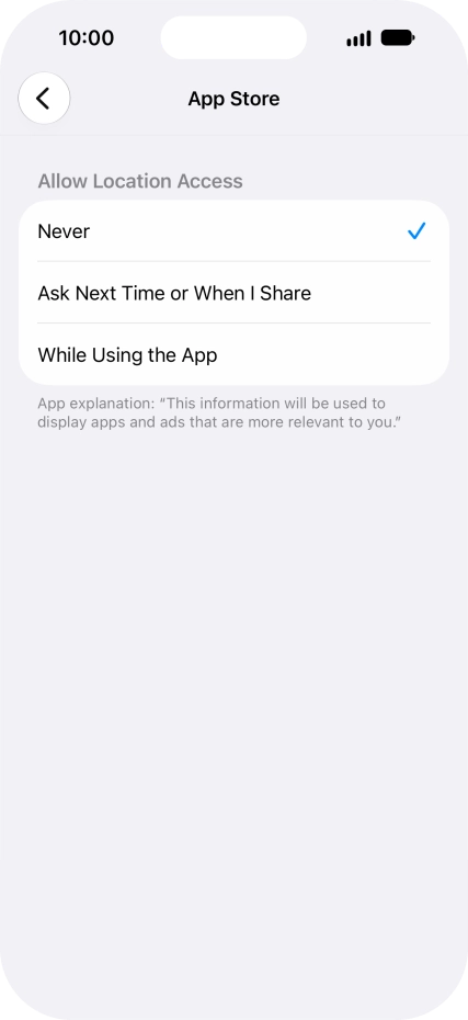 Press the required setting to turn the function on or off.