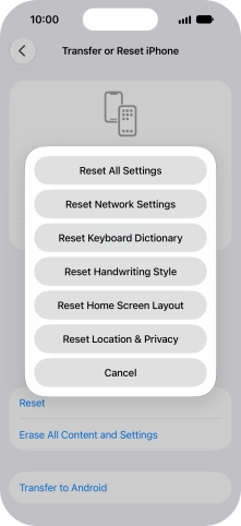 Press Reset All Settings.