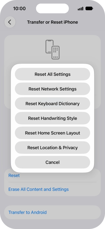 Press Reset All Settings.