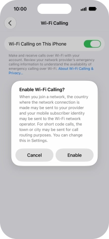 If you turn on the function, press Enable.