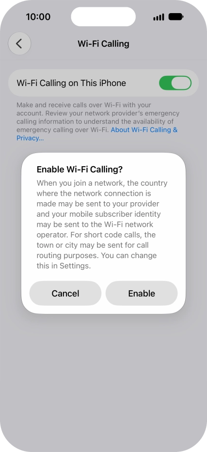 If you turn on the function, press Enable.