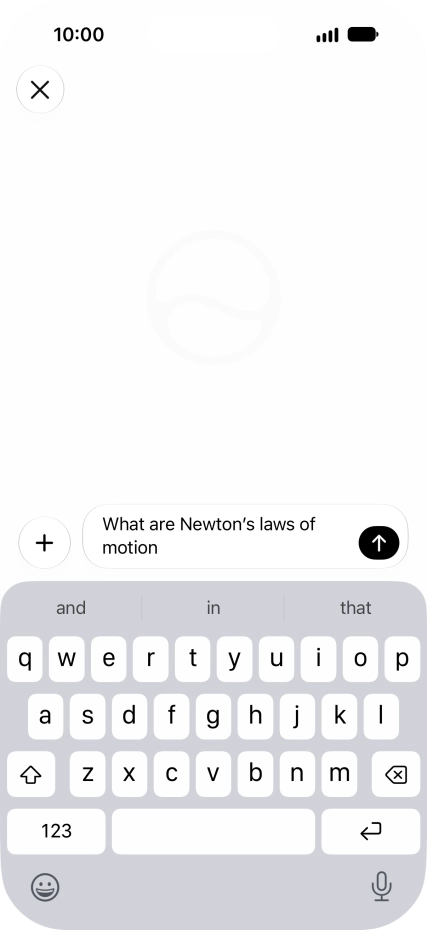 Follow the instructions on the screen to type or speak the required question. You can also attach pictures or documents and ask questions to them.
