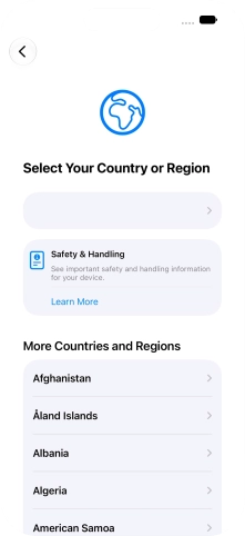 Press the required country or area.