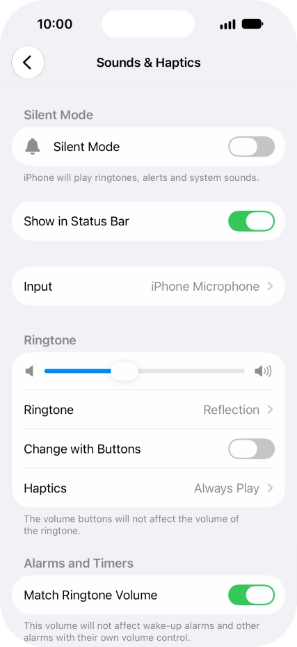 Press the indicator next to 