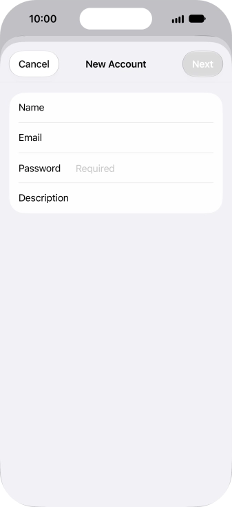 Press Password and key in the password for your email account.
