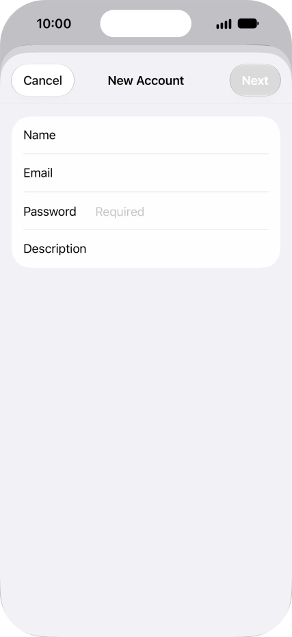 Press Password and key in the password for your email account.