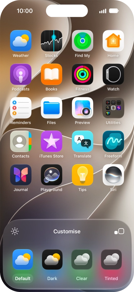 Press the required setting to select the size of app icons on the home screen.