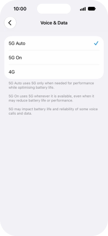 To turn on automatic switch between 5G and 4G, press 5G Auto.
