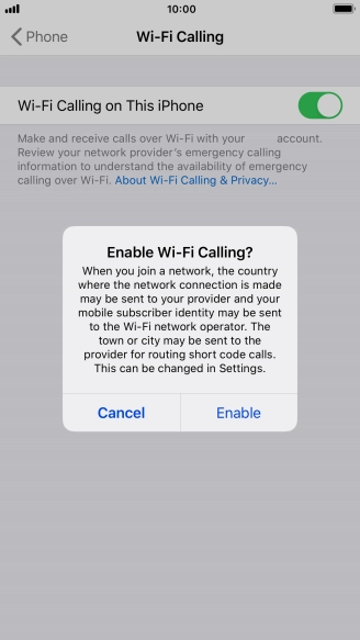 If you turn on the function, press Enable.