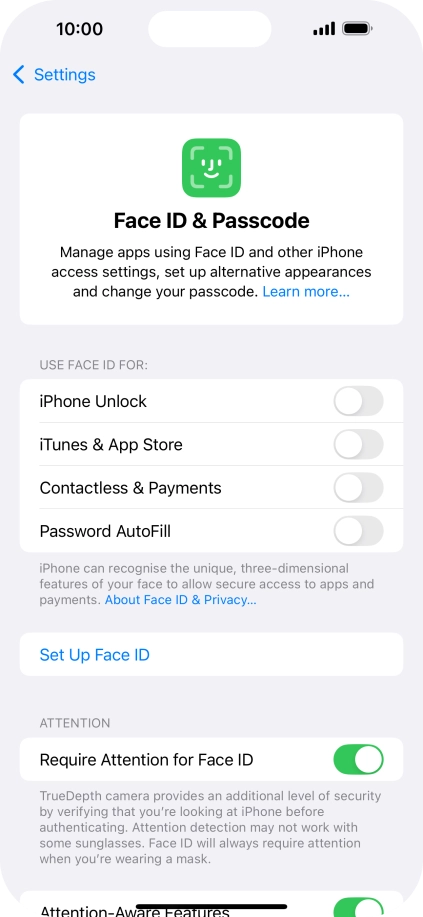 Press Set Up Face ID.