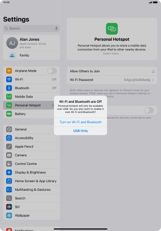 If Wi-Fi is turned off, press Turn on Wi-Fi and Bluetooth.
