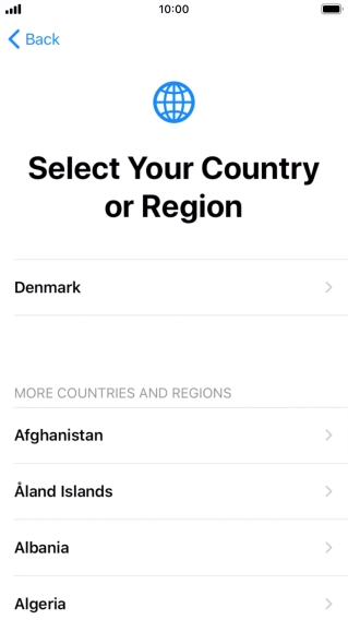 Press the required country or area.