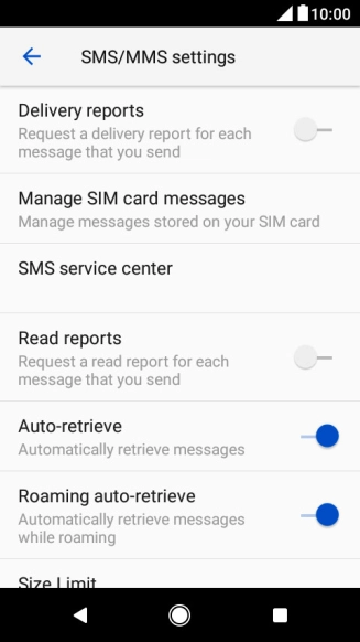 Press SMS service center.