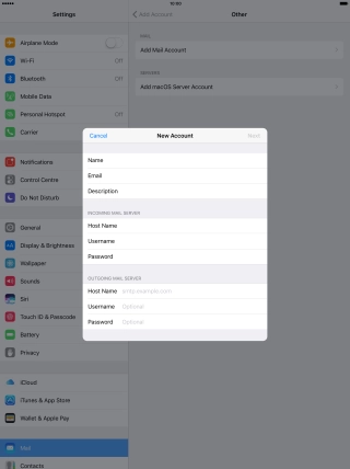 Press Host Name and key in the name of your email provider's incoming server.