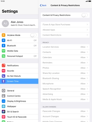 Press the indicator next to 