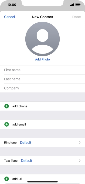 Press First name and key in the first name.