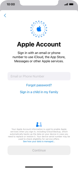 Press Email or Phone Number and key in the username for your Apple ID.