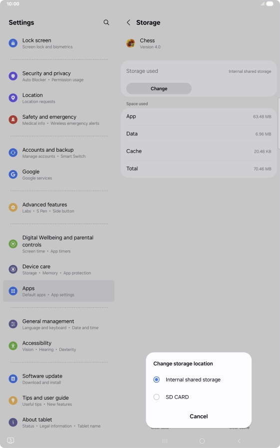 Press the name of the memory card.