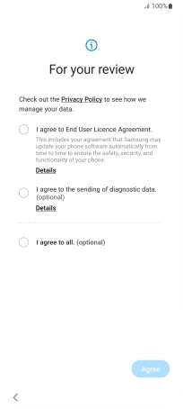 Press the fields next to the required settings to select them.