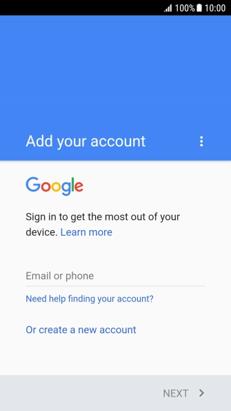 If you don t have a Google account, press Or create a new account and follow the instructions on the screen to create an account.