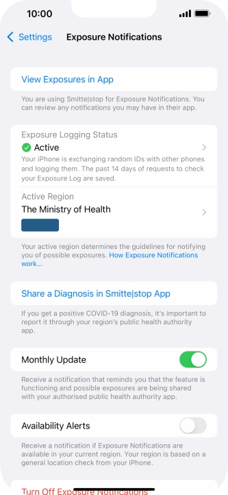 Press Exposure Logging Status.