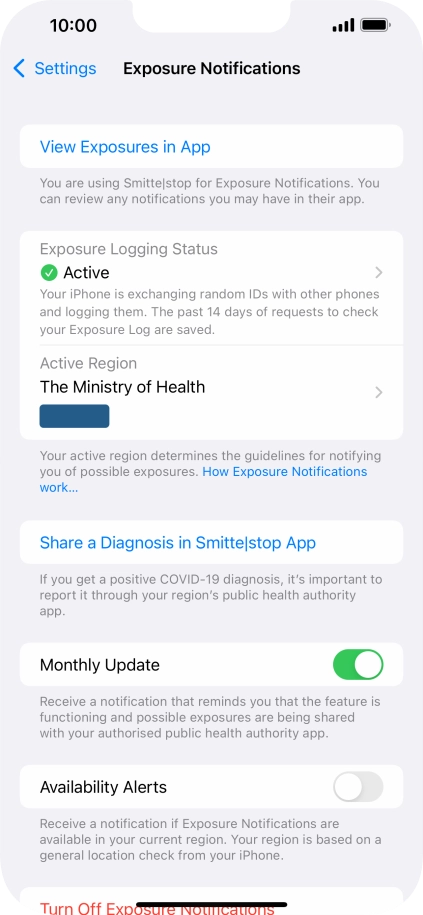 Press Exposure Logging Status.