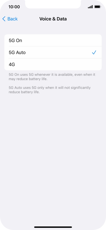 To turn on use of 5G primarily, press 5G On.