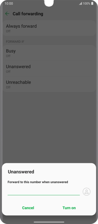 Key in +61414121121 and press Turn on.