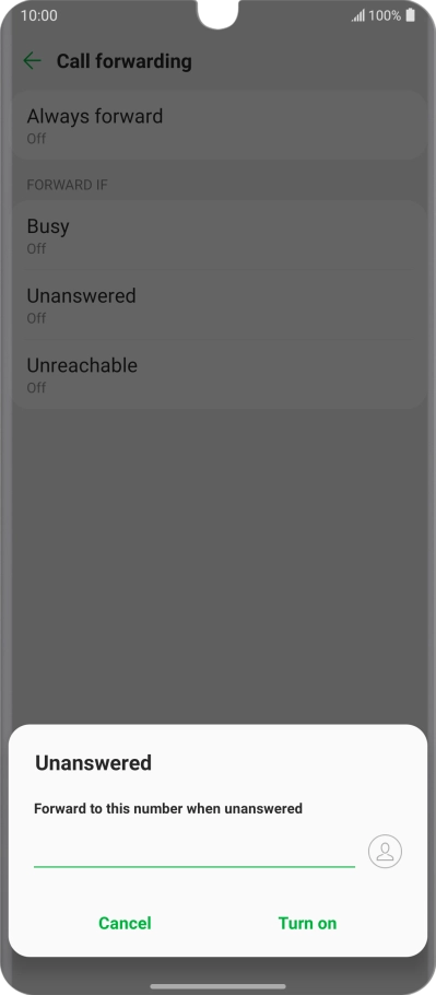 Key in +61414121121 and press Turn on.