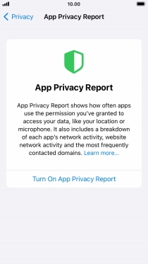 Press Turn On App Privacy Report to turn on the function.